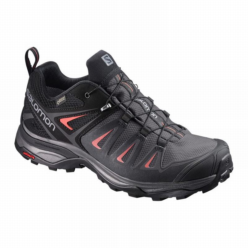 Salomon Israel X ULTRA 3 GORE-TEX - Womens Hiking Shoes - Black/Red (AIBX-43895)